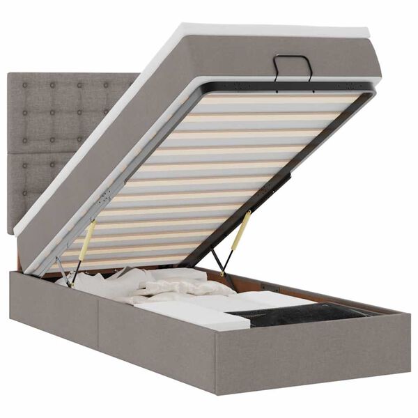 vidaXL Ottoman r&uacute;m me&eth; d&yacute;nu Taupe 90x200 cm Efni