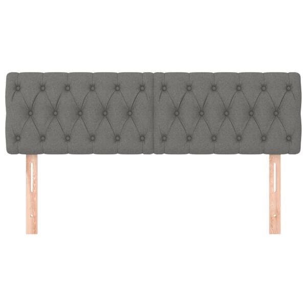 vidaXL Höfðagaflar 2 stk. 72x7x78/88 cm Dökkgrátt Efni