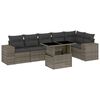 vidaXL 7-Hluta Gar&eth;s&oacute;fasett me&eth; Sessum Gr&aacute;tt P&oacute;l&yacute;rattan