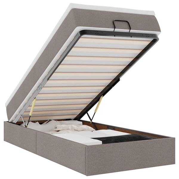 vidaXL Ottoman r&uacute;mgrind me&eth; d&yacute;nu Taupe 90x190 cm Efni