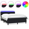 vidaXL H&oacute;lfa&eth; Springr&uacute;m me&eth; D&yacute;nu og LED Svart 140x210 cm Flauel