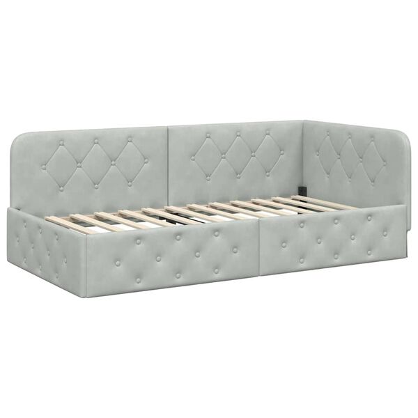 vidaXL Hornr&uacute;m ramma me&eth; h&ouml;fu&eth;gafl Lj&oacute;sgr&aacute;r 100 x 200 cm Flauel