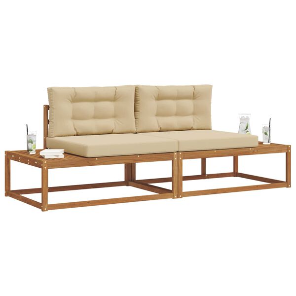 vidaXL &Uacute;ti s&oacute;fasett me&eth; p&uacute;&eth;i 2 Stykki N&aacute;tt&uacute;rulegt og B&eacute;ig