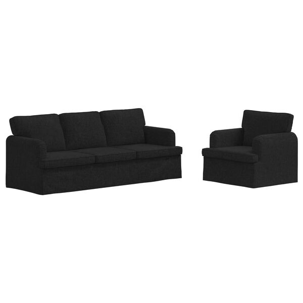 vidaXL S&oacute;fi 2 pcs Svartur 144 x 80 x 85 cm d&uacute;kur