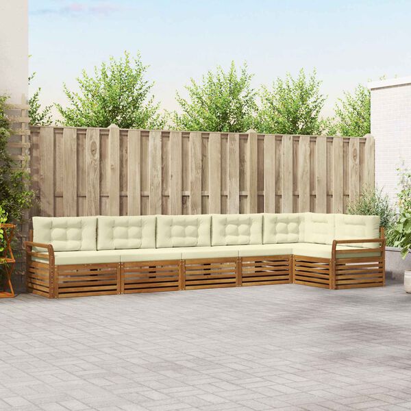 vidaXL &Uacute;ti s&oacute;fasett me&eth; p&uacute;&eth;i 6 pcs N&aacute;tt&uacute;rulegt og Krem