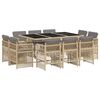 vidaXL 11 Hluta Gar&eth;s&oacute;fasett me&eth; Sessum Drapplitu&eth; Blanda P&oacute;l&yacute;rattan