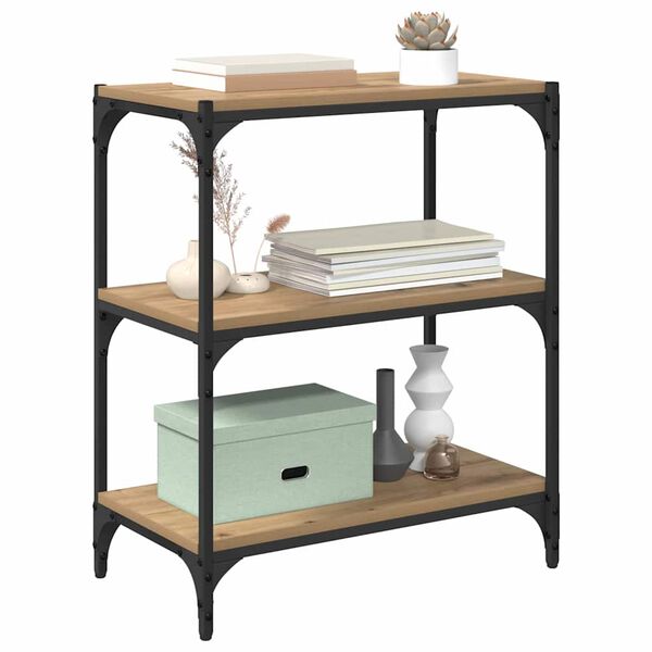 vidaXL B&oacute;kask&aacute;pur handverkseik 60 x 33 x 70,5 cm Virka&eth; tr&eacute; og j&aacute;rn