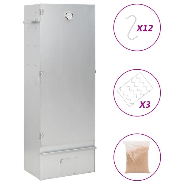 vidaXL BBQ Reykofn me&eth; Vi&eth;arsp&oacute;num 44,5x29x100 cm Galvanh&uacute;&eth;a&eth; St&aacute;l