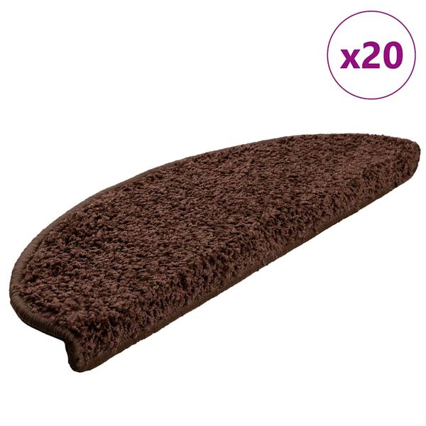 vidaXL Stigamottur 20 stk 65x21x4 cm br&uacute;nar h&aacute;lfhringlaga st&oacute;rar
