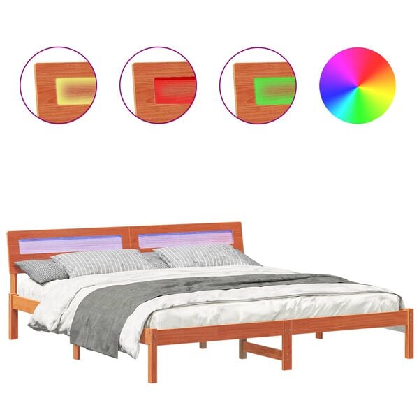 vidaXL Ramsv&iacute;k me&eth; h&ouml;fu&eth;gafl Br&uacute;nn 200 x 200 cm Solid furuhikk