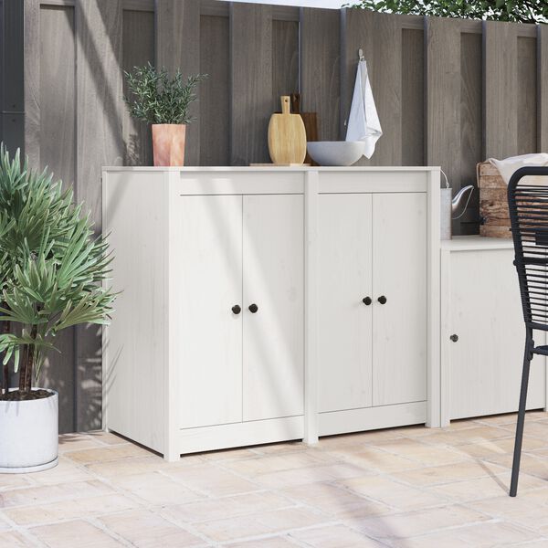 vidaXL Eldh&uacute;shur&eth; MEPPEL 2 pcs Hv&iacute;tt 50 x 9 x 82 cm Gegnheil fura