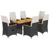 vidaXL 7 Hluta Gar&eth;bor&eth;stofusett me&eth; Sessum Svart P&oacute;l&yacute;rattan