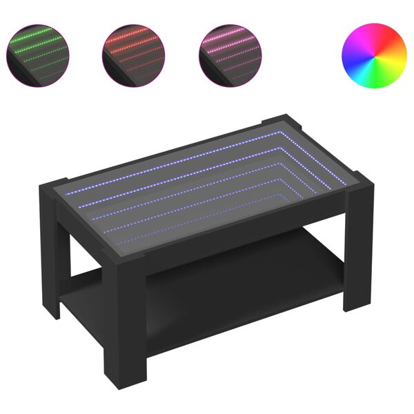 vidaXL S&oacute;fabor&eth; me&eth; LED 93x53x45 cm Svartur Samsettur Vi&eth;ur