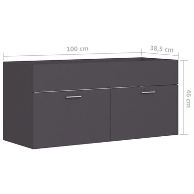 804676 vidaXL Sink Cabinet Grey 100x38,5x46 cm Chipboard