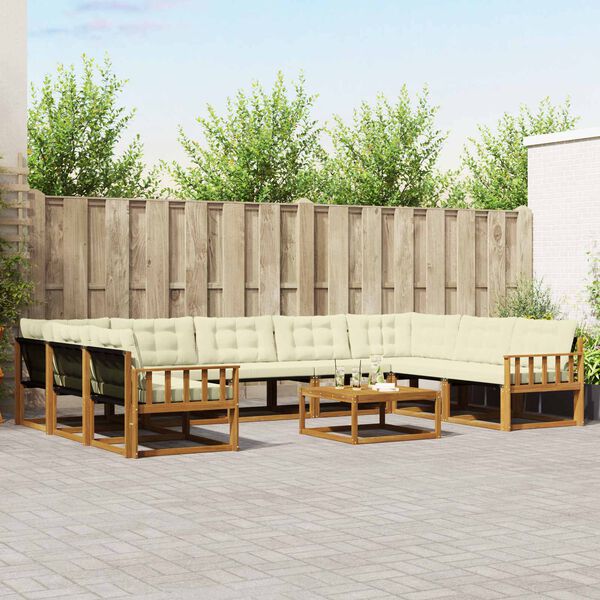 vidaXL &Uacute;ti s&oacute;fasett me&eth; p&uacute;&eth;i 10 pcs N&aacute;tt&uacute;rulegt og Krem