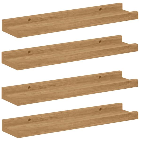 vidaXL Vegghylla me&eth; hillu 4 pcs Br&uacute;nn 40 x 9 x 3 cm Samsettur vi&eth;ur