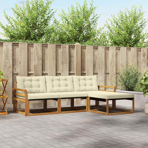 vidaXL &Uacute;ti s&oacute;fasett me&eth; p&uacute;&eth;i 4 pcs N&aacute;tt&uacute;rulegt og Krem