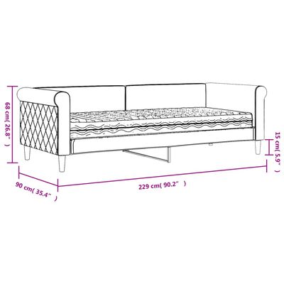 vidaXL Svefnsófi með Dýnu Dökkgrænn 80x200 cm Flauel