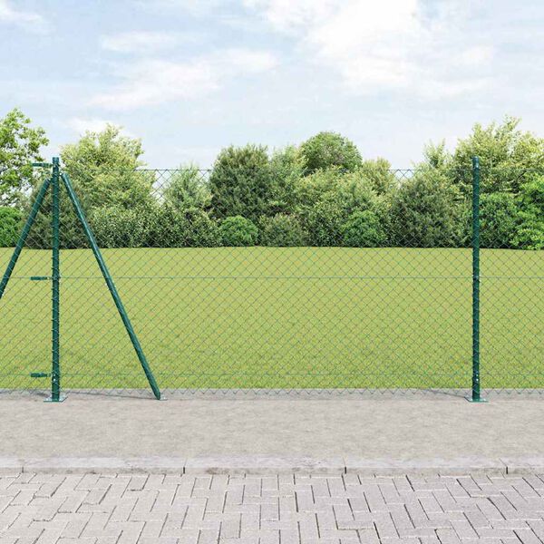 vidaXL Gir&eth;ingarp&oacute;stur Gr&aelig;nn 25 x 1,2 m (60 x 60 mm net) St&aacute;l og PVC