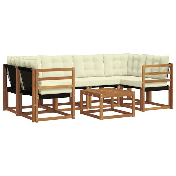 vidaXL &Uacute;ti s&oacute;fasett me&eth; p&uacute;&eth;i 7 pcs N&aacute;tt&uacute;rulegt og Krem