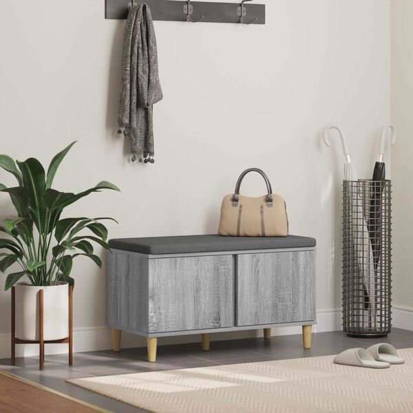 vidaXL Hallarbekk me&eth; p&uacute;&eth;i me&eth; geymslu Gr&aacute;r Sonoma 80 x 38 x 46 cm