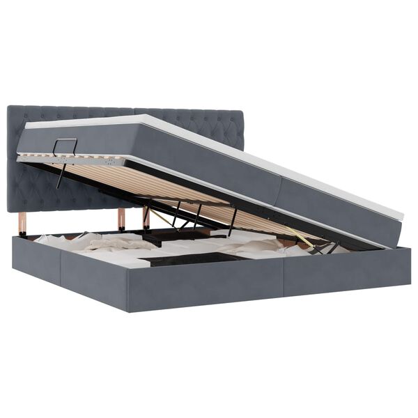 vidaXL R&uacute;m me&eth; geymslur&yacute;mi og d&yacute;nu D&ouml;kk gr&aacute; 200 x 200 cm Flauel