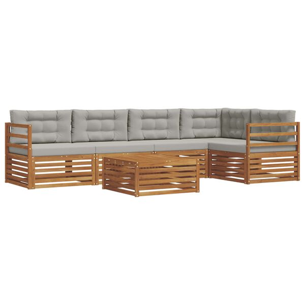 vidaXL &Uacute;ti s&oacute;fasett 6 pcs N&aacute;tt&uacute;rulegt og Lj&oacute;st Gr&aacute;tt Hrein akas&iacute;utr&eacute;