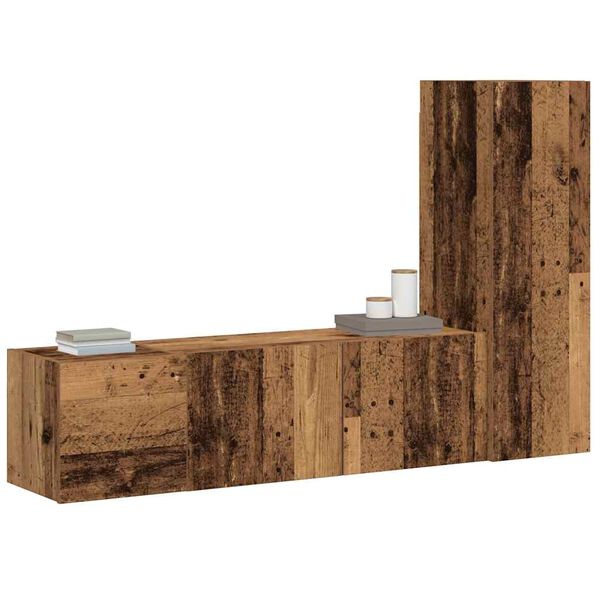 vidaXL 3 ja sjónvarpsskápasett Veggfestur Viðarlitur Samsettur Viður