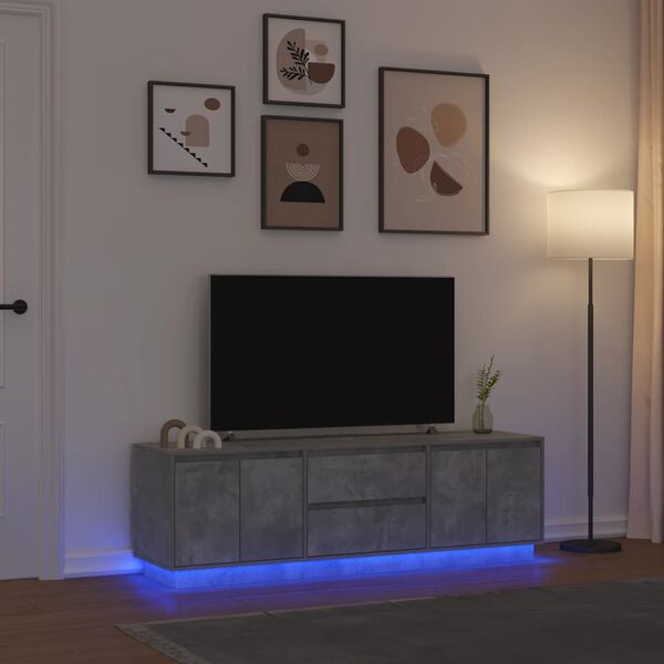 vidaXL Sj&oacute;nvarpssk&aacute;pur me&eth; LED-lj&oacute;sum Steypugr&aacute;r 160,5x41x50 cm