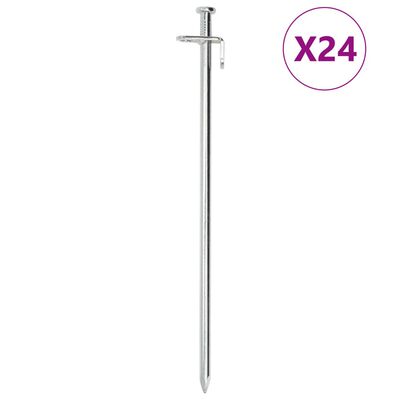 vidaXL Tjaldhælar 24 stk. 30 cm 8 mm Galvanhúðað Stál