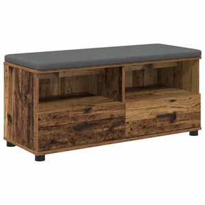 vidaXL Hallarbekk me&eth; p&uacute;&eth;i me&eth; sk&uacute;ffu Gamalt timbur 100 x 38 x 46 cm