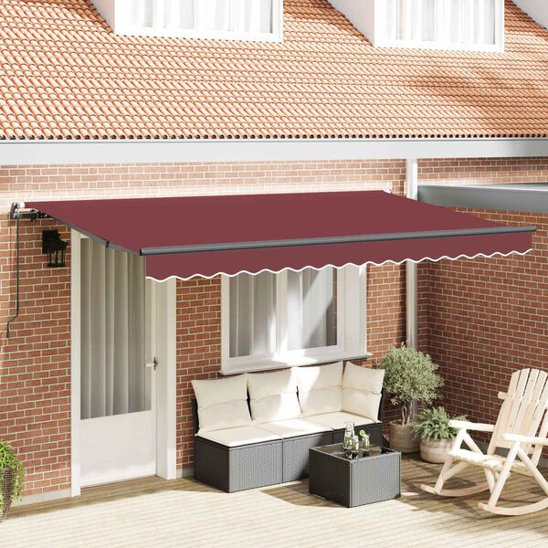 vidaXL H&aelig;gt a&eth; draga saman skyggni burgundy 350 x 200 cm d&uacute;kur