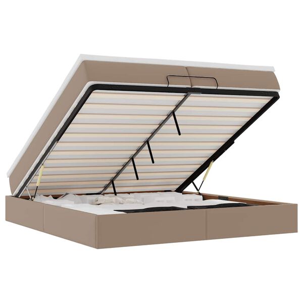 vidaXL Ottoman r&uacute;mgrind me&eth; d&yacute;num Cappucino 200x200cm gervi le&eth;ur