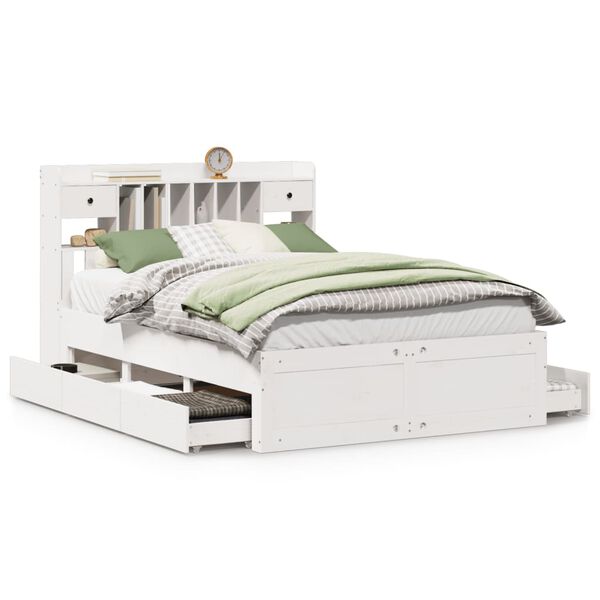 vidaXL R&uacute;mgrind me&eth; B&oacute;kahillu &aacute;n D&yacute;nu Hv&iacute;t 140x190 cm Gegnheil Fura