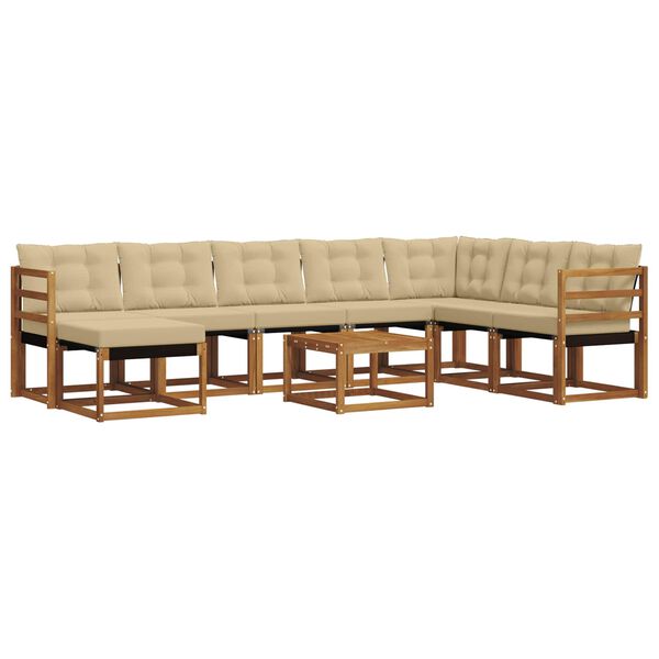 vidaXL &Uacute;ti s&oacute;fasett me&eth; p&uacute;&eth;i 9 pcs N&aacute;tt&uacute;rulegt og B&eacute;ig