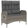vidaXL Hallanlegur Gar&eth;bekkur me&eth; Sessum 107 cm Gr&aacute;r P&oacute;l&yacute;rattan