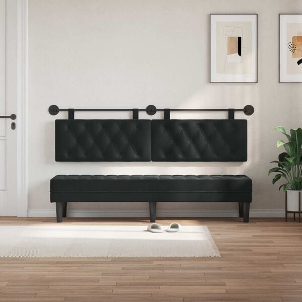 vidaXL Hengisk&aacute;li Vegghengt Svart 170 x 55 x 7 cm Flauel