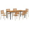 vidaXL Gar&eth;ur bor&eth;sett 7 pcs Beige og br&uacute;nn p&oacute;l&yacute;rattan