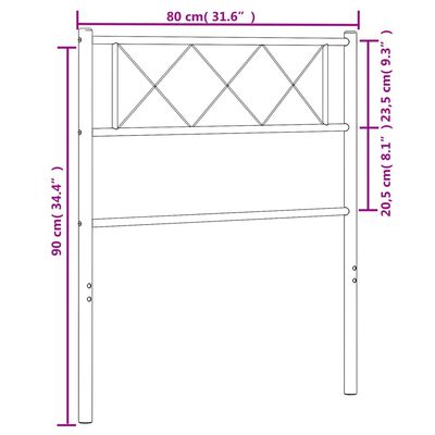 vidaXL Höfuðgafl úr Málmi Svartur 75 cm