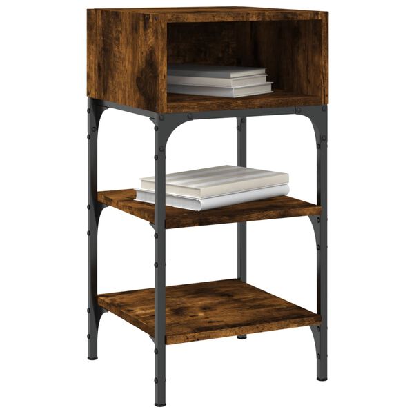 vidaXL N&aacute;ttbor&eth; Reykt&oacute;na Eikarlitur 35x34,5x70 cm Samsettur Vi&eth;ur