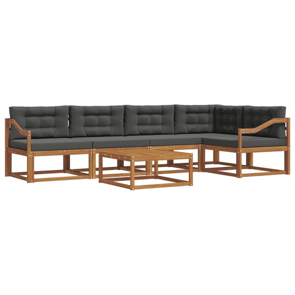 vidaXL &Uacute;ti s&oacute;fasett me&eth; p&uacute;&eth;i 6 pcs N&aacute;tt&uacute;rulegt og Antrac&iacute;t