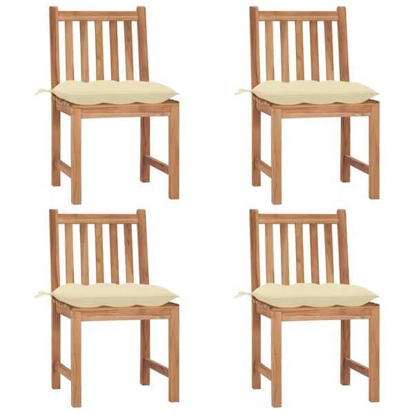 vidaXL Garðstólar 4 stk. með Sessum Gegnheill Tekkviður