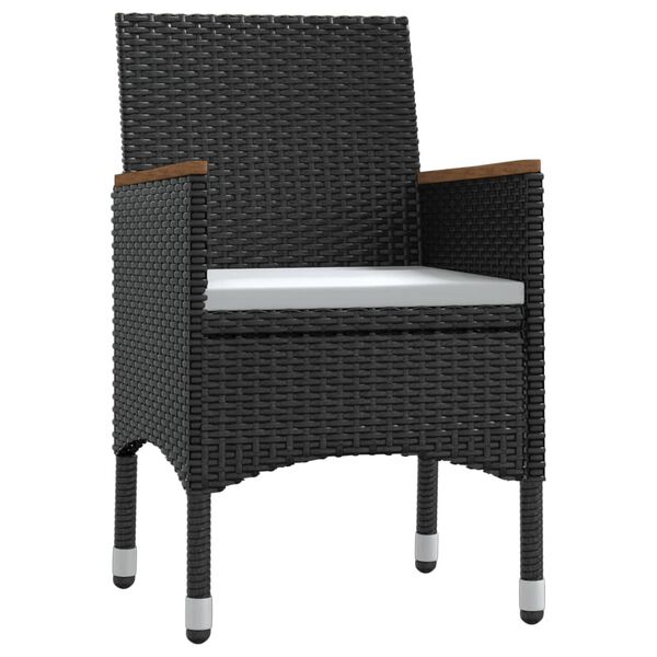 vidaXL 3 Stk. Garðhúsgagnasett með Púðum Svart