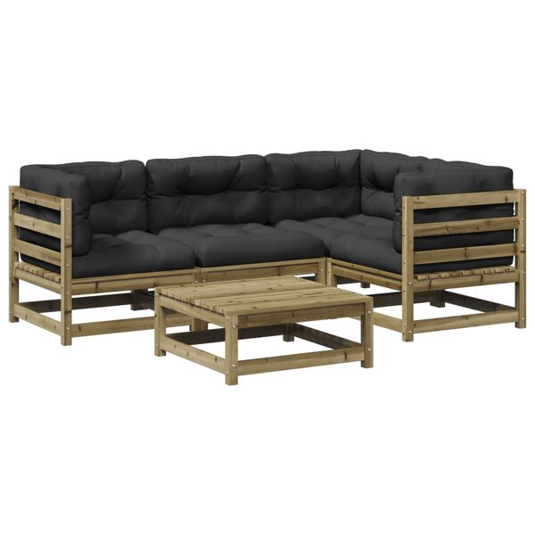 vidaXL 5 Parta Gar&eth;s&oacute;fasett me&eth; Sessum Gagnvarin Fura