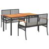 vidaXL 3 Hluta Gar&eth;bor&eth;stofusett me&eth; Sessum Svart P&oacute;l&yacute;rattan