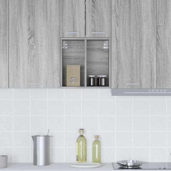 vidaXL Vegghengdur sk&aacute;pur me&eth; geymslu Gr&aacute;r Sonoma 40 x 29,5 x 40 cm