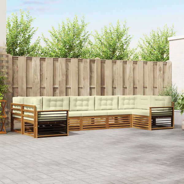 vidaXL S&oacute;fasett me&eth; p&uacute;&eth;i 7 pcs N&aacute;tt&uacute;rulegt og Krem Hrein akas&iacute;utr&eacute;