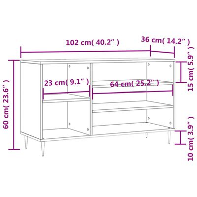 vidaXL Skóskápur Háglans Hvítur 102x36x60 cm Samsettur Viður