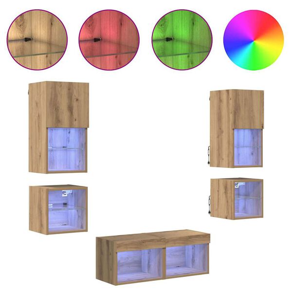 vidaXL Sj&oacute;nvarpsveggir 8 pcs Artisan Eik Samsettur vi&eth;ur