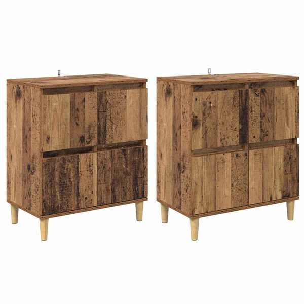 vidaXL Hli&eth;arbor&eth; 2 pcs Gamall vi&eth;ur 60 x 35 x 70 cm Samsettur vi&eth;ur